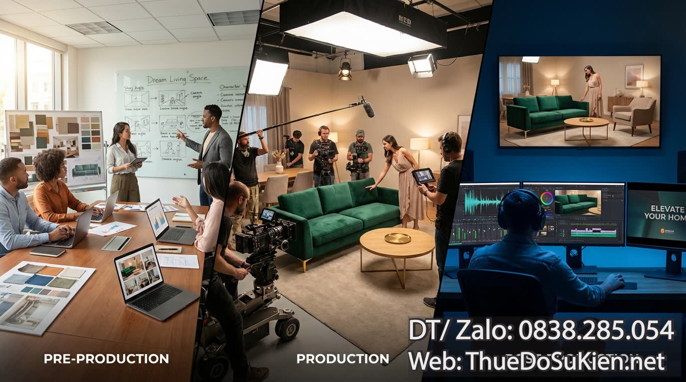 Quy trình production TVC quảng cáo truyền hình nội thất chuẩn chỉnh